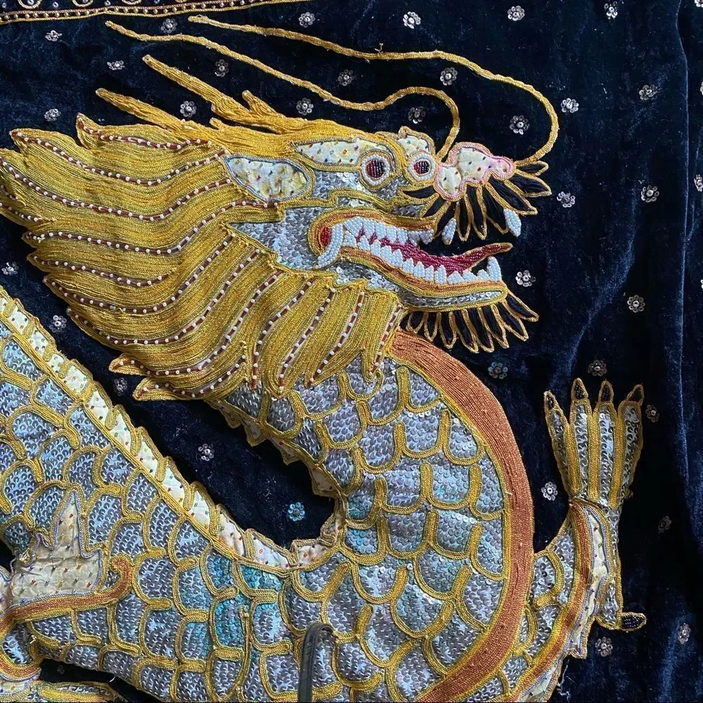 Vintage  Kalaga Gold Thai Embroidered Wall Art